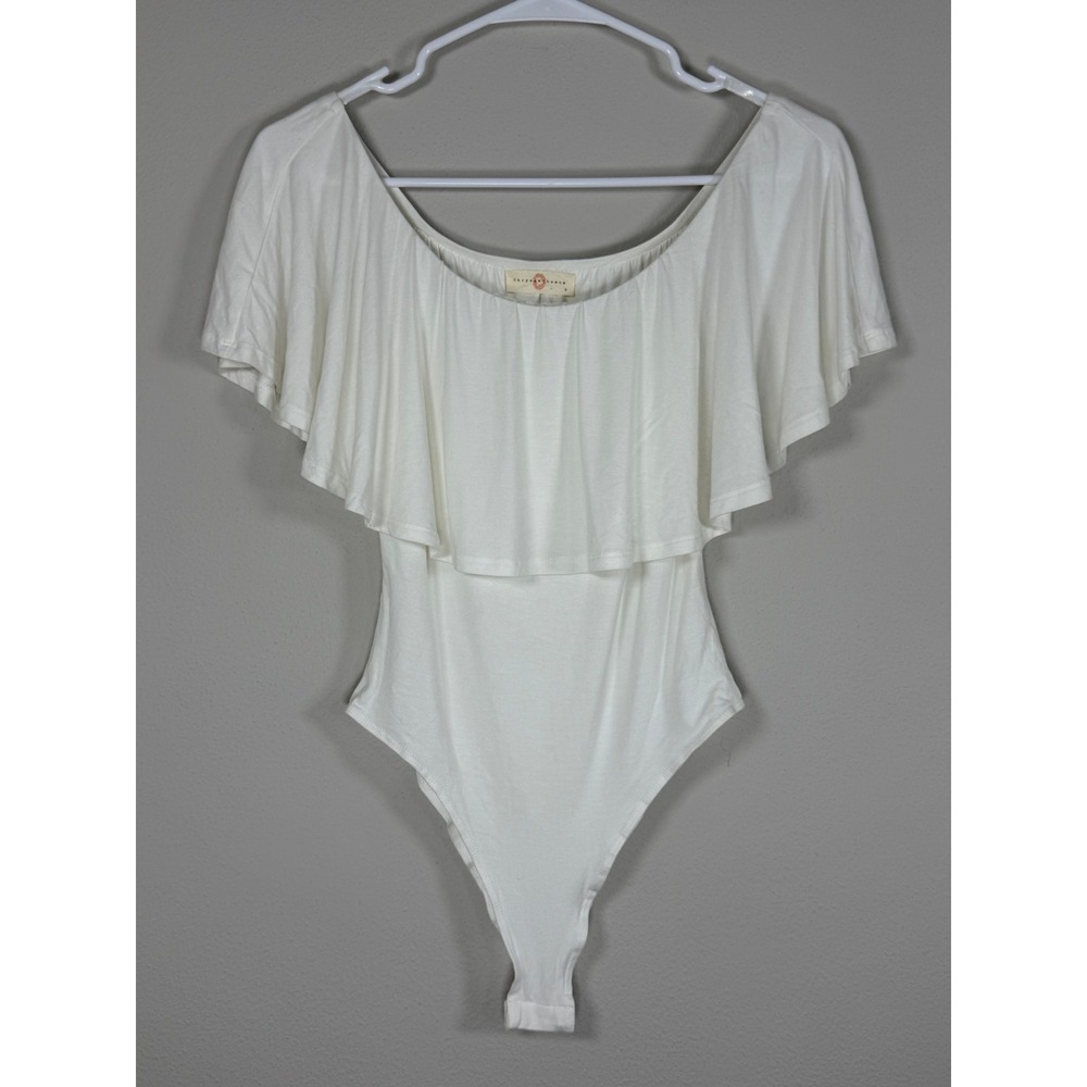 Lettuce Ruffle Off Shoulder Bodysuit Women S White Resort Vacation Balletcore